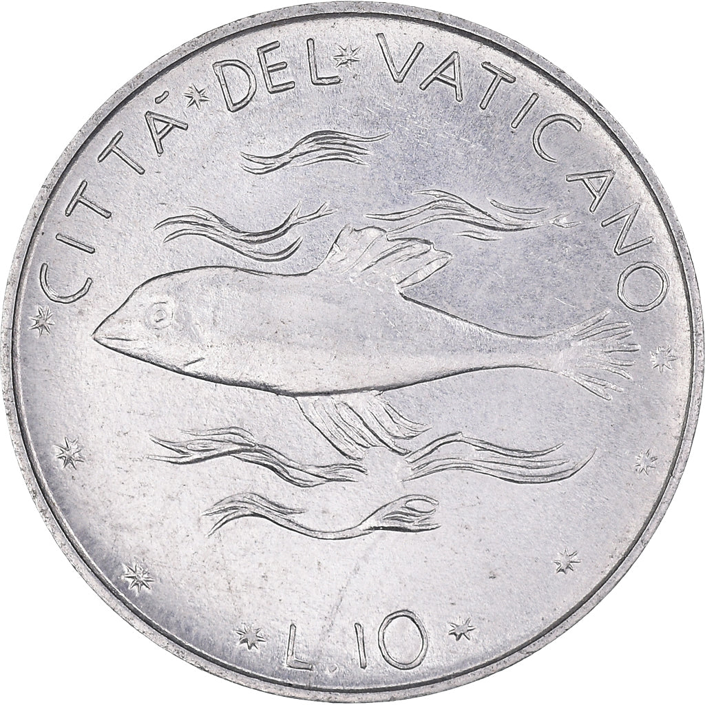 Moneta, PAŃSTWO WATYKAŃSKIE, Paul VI, 10 Lire, 1972, AU(50-53), Aluminium