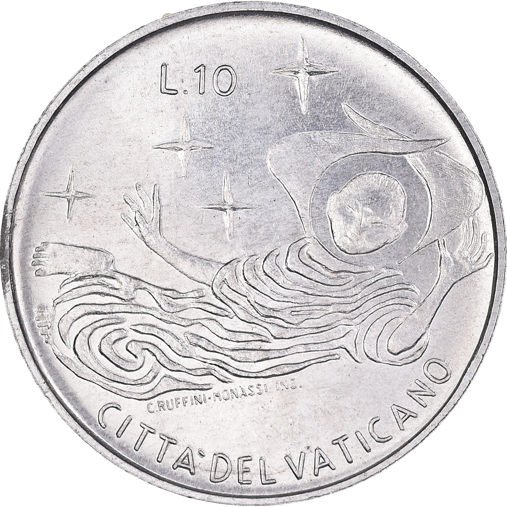 Monnaie, Cité du Vatican, Paul VI, 10 Lire, 1969, SPL, Aluminium, KM:111