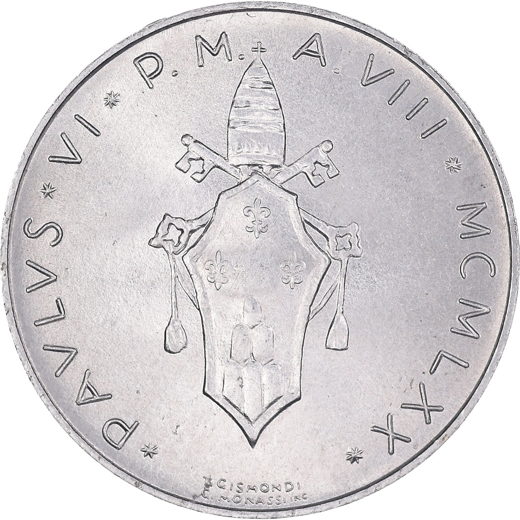 Moneta, PAŃSTWO WATYKAŃSKIE, Paul VI, 10 Lire, 1970, AU(55-58), Aluminium