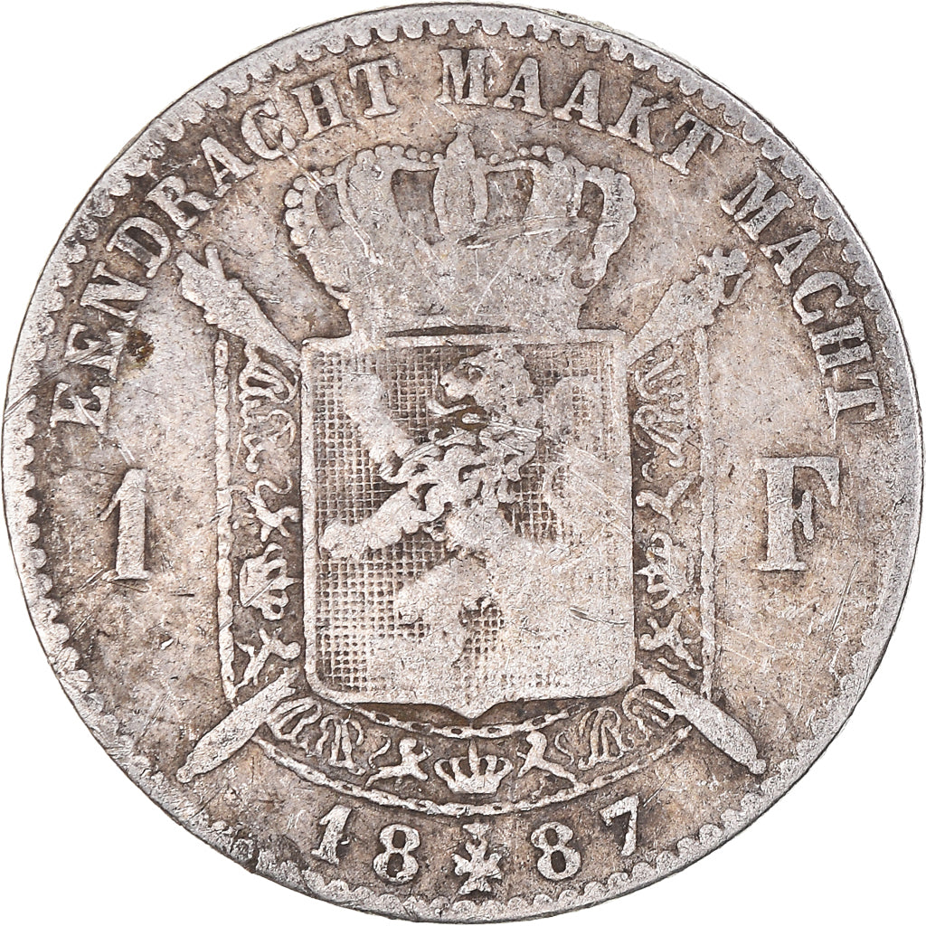 Coin, Belgium, Leopold II, Franc, 1887, F(12-15), Silver, KM:29.2