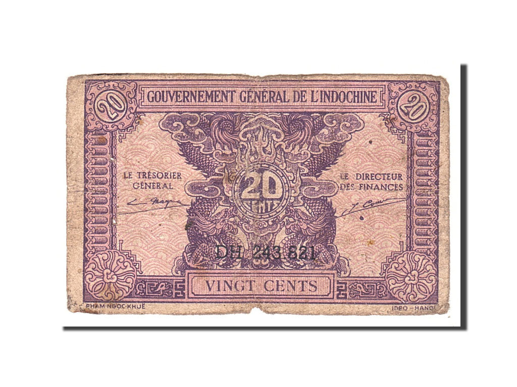 French Indochina, 20 Cents, 1942, KM:90, Undated, VF(20-25)