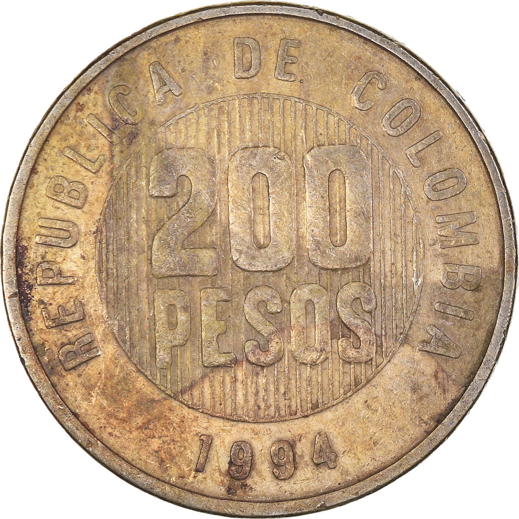 Monnaie, Colombie, 200 Pesos, 1994, TB+, Cuivre-Nickel-Zinc (Maillechort)