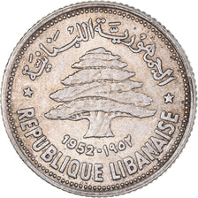 Moeda, Líbano, 50 Piastres, 1952, Utrecht, EF(40-45), Prata, KM:17