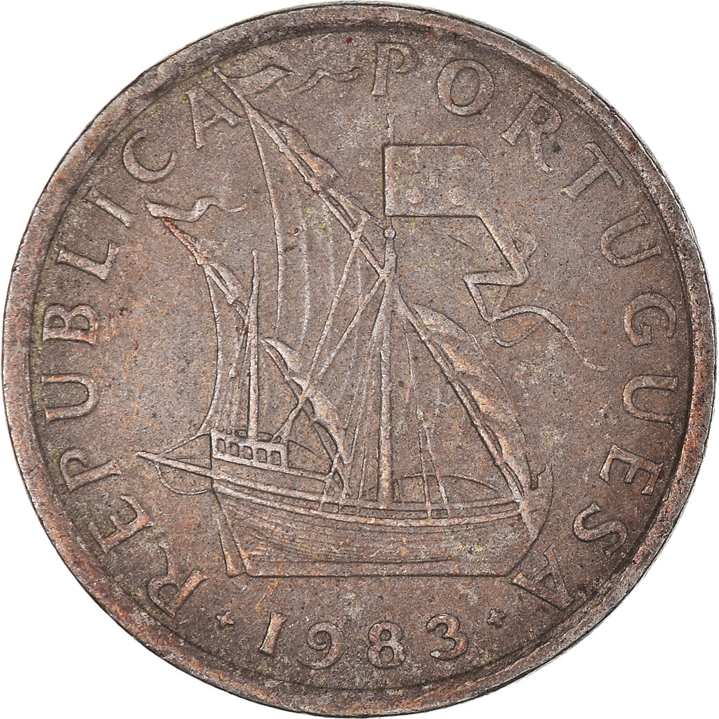 Münze, Portugal, 5 Escudos, 1983, S, Kupfer-Nickel, KM:591