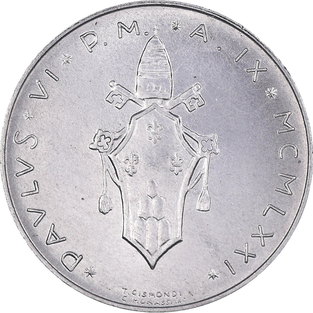 Moneta, PAŃSTWO WATYKAŃSKIE, Paul VI, Lira, 1971, Roma, MS(63), Aluminium