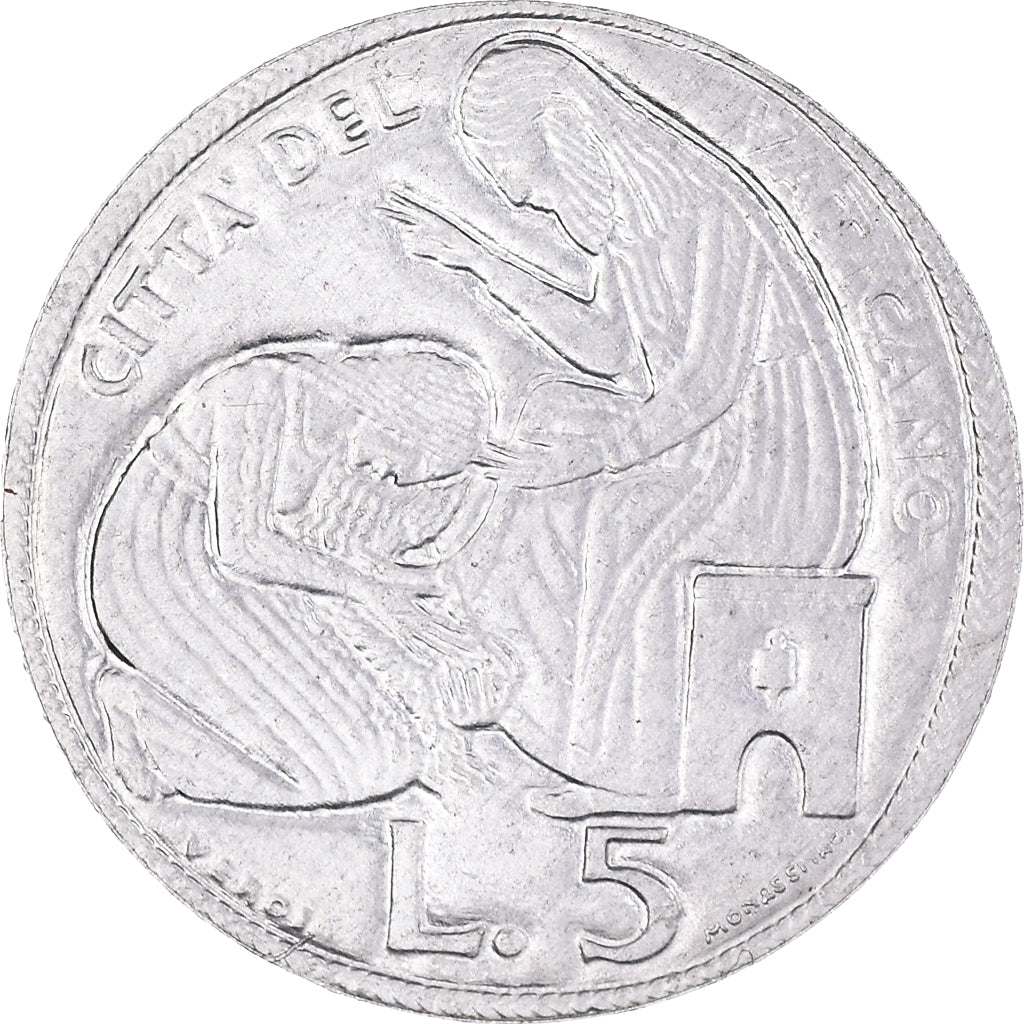 Coin, VATICAN CITY, Paul VI, 5 Lire, 1975, AU(50-53), Aluminum, KM:126