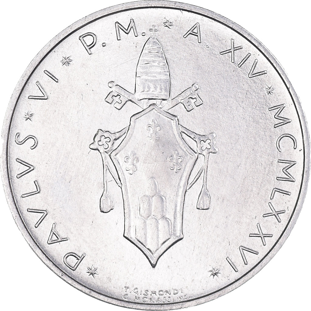 Moneta, PAŃSTWO WATYKAŃSKIE, Paul VI, 5 Lire, 1976, MS(63), Aluminium, KM:118