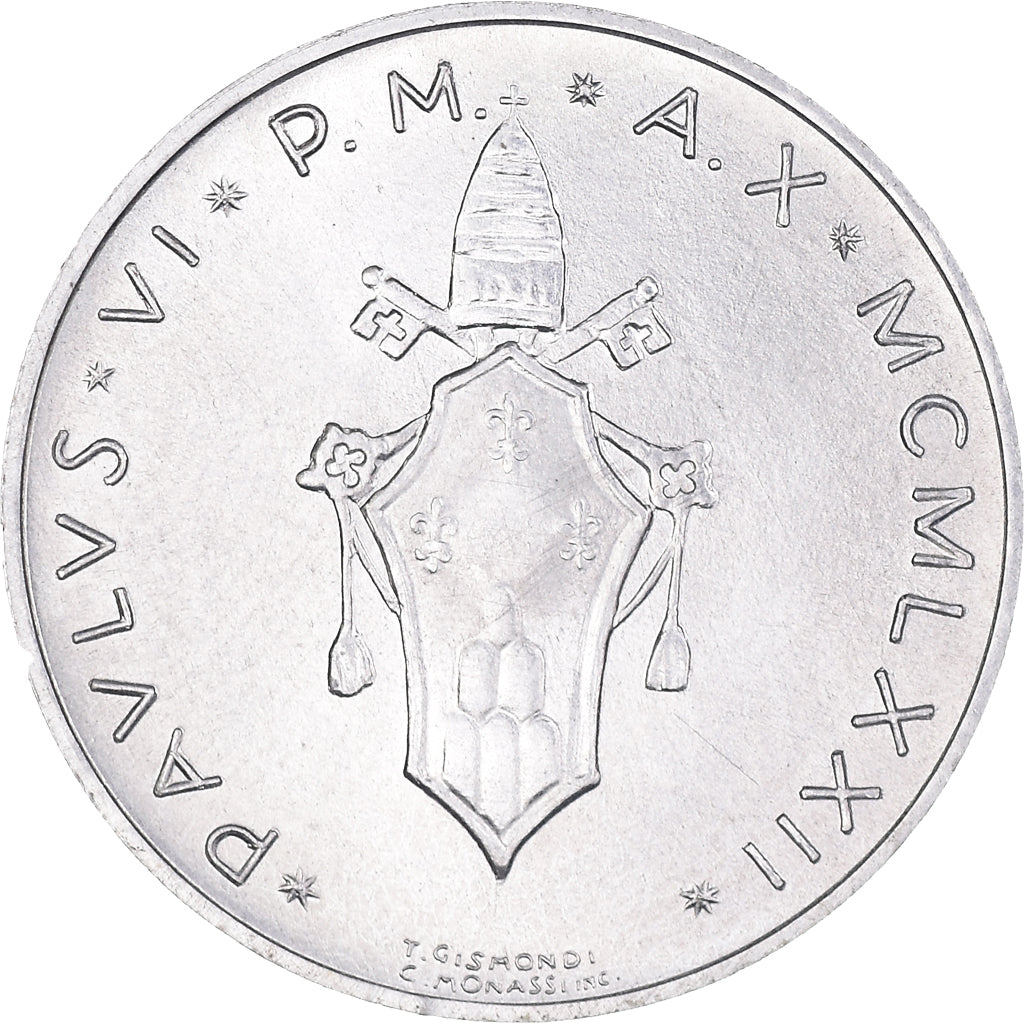 Moneta, PAŃSTWO WATYKAŃSKIE, Paul VI, 5 Lire, 1972, MS(63), Aluminium, KM:118