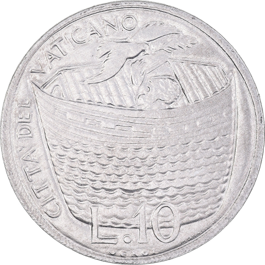 Coin, VATICAN CITY, Paul VI, 10 Lire, 1975, MS(63), Aluminum, KM:127