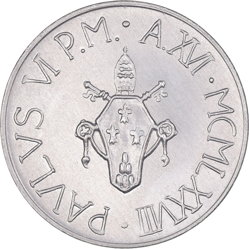 Moneda, CIUDAD DEL VATICANO, Paul VI, 10 Lire, 1978, SC, Aluminio, KM:134