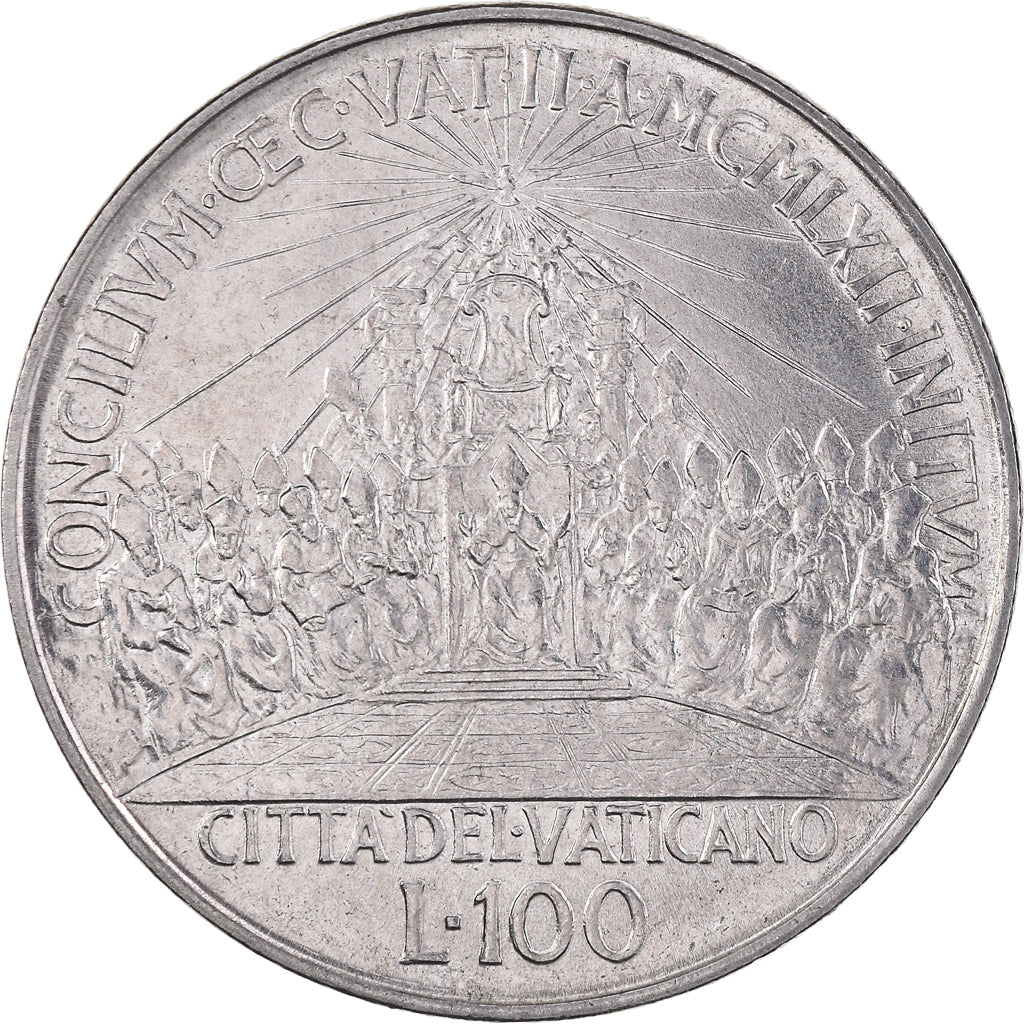 Moeda, CIDADE DO VATICANO, John XXIII, 100 Lire, 1962, MS(63), Aço Inoxidável
