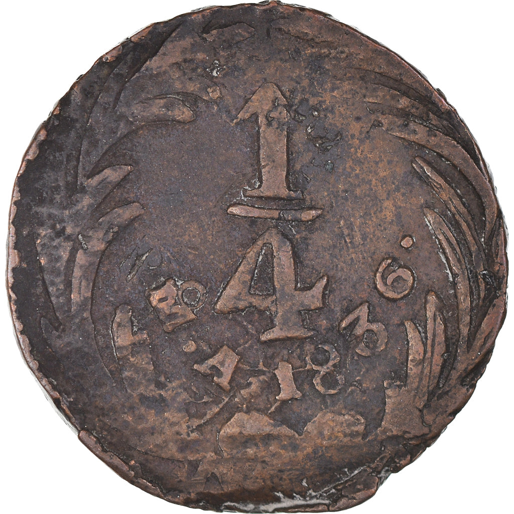 Moneta, Messico, 1/4 Real, Un Quarto/Una Quartilla, 1836, Mexico City, MB+