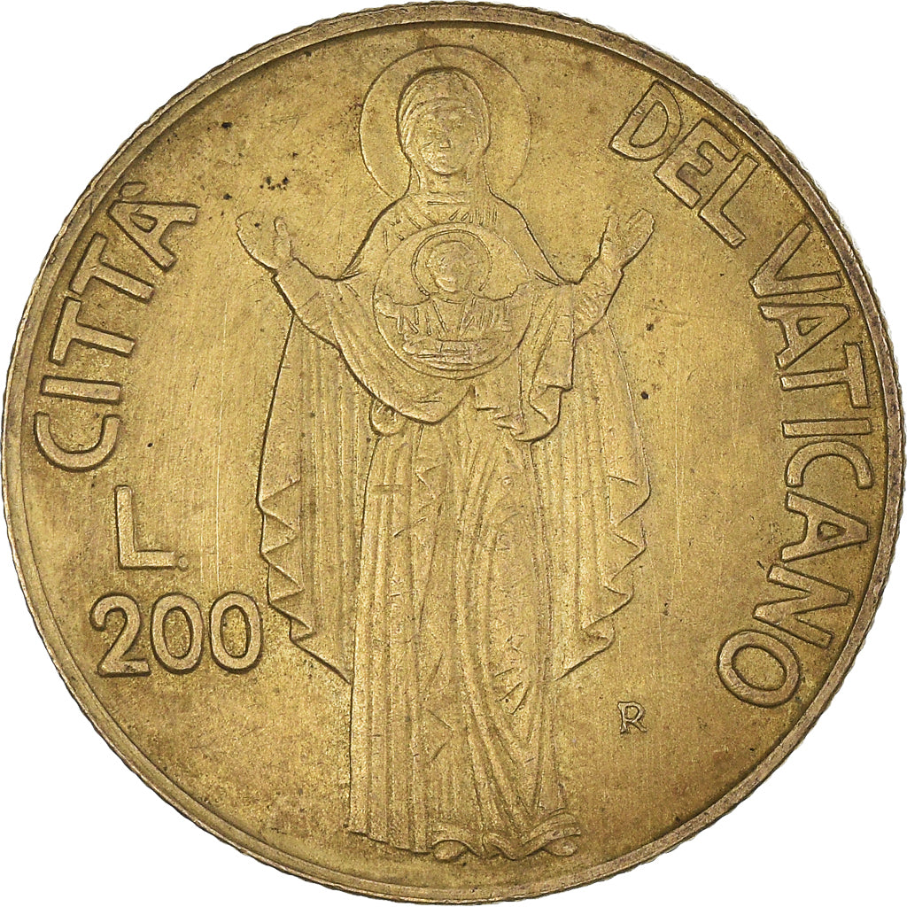 Coin, VATICAN CITY, John Paul II, 200 Lire, 1990, EF(40-45), Aluminum-Bronze