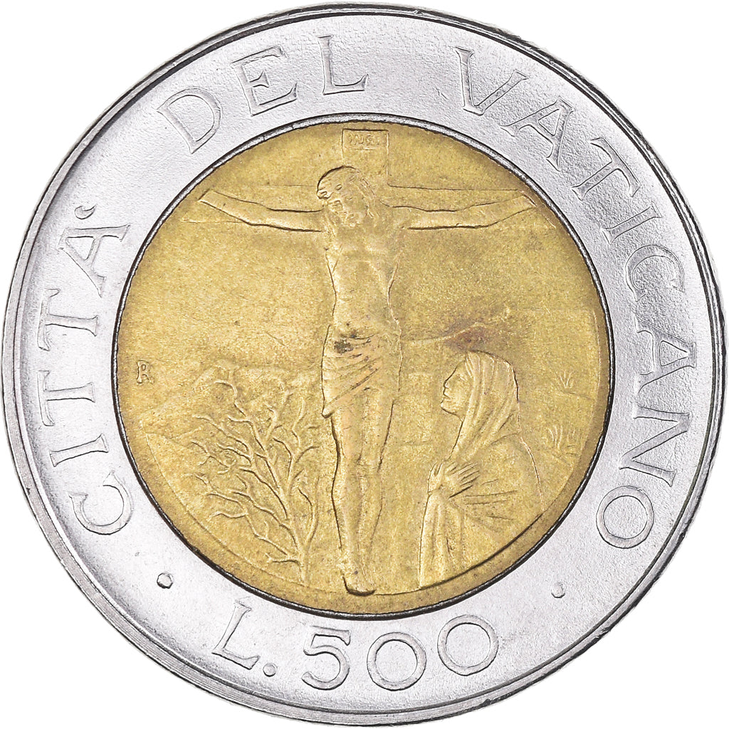 Monnaie, Cité du Vatican, John Paul II, 500 Lire, 1987, TTB+, Bimétallique