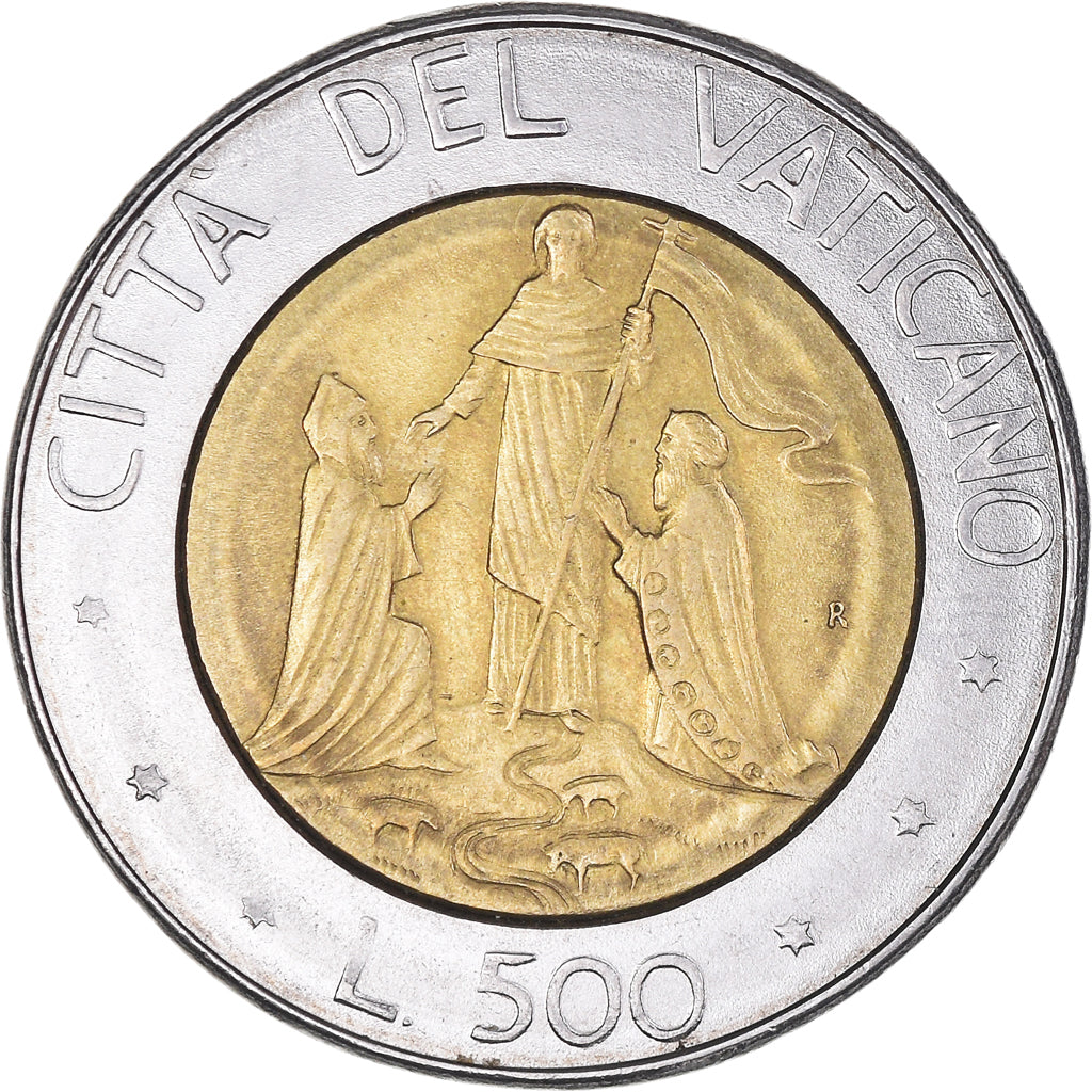 Coin, VATICAN CITY, John Paul II, 500 Lire, 1990, MS(63), Bi-Metallic, KM:225