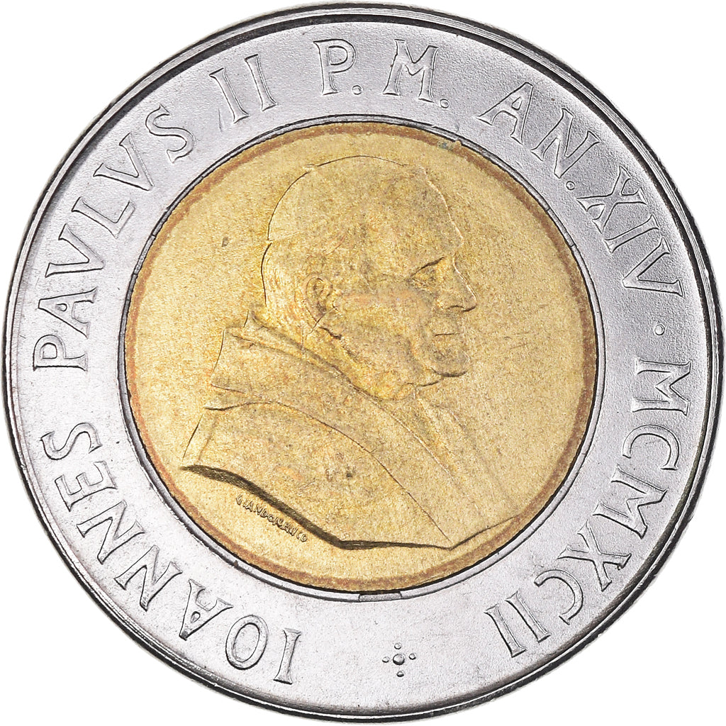 Coin, VATICAN CITY, John Paul II, 500 Lire, 1992, MS(63), Bi-Metallic, KM:241