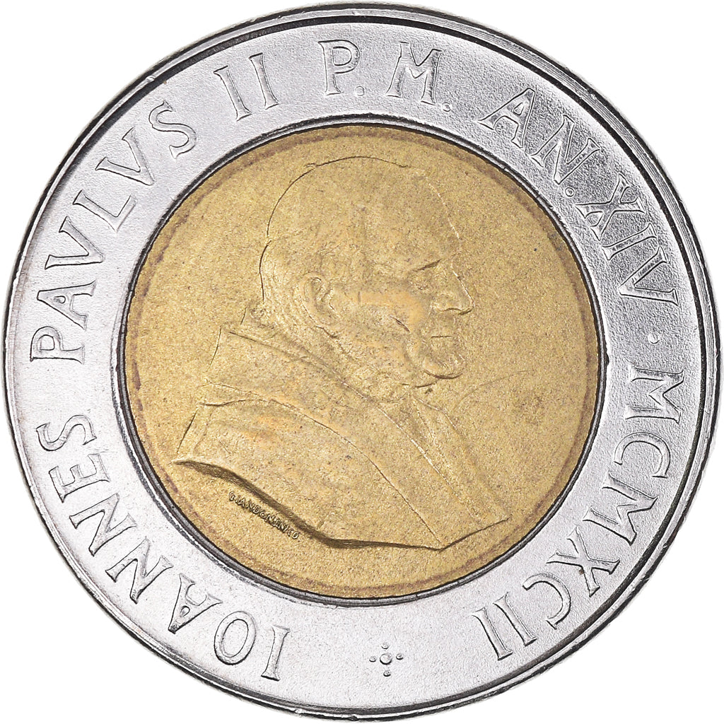 Coin, VATICAN CITY, John Paul II, 500 Lire, 1992, MS(63), Bi-Metallic, KM:241