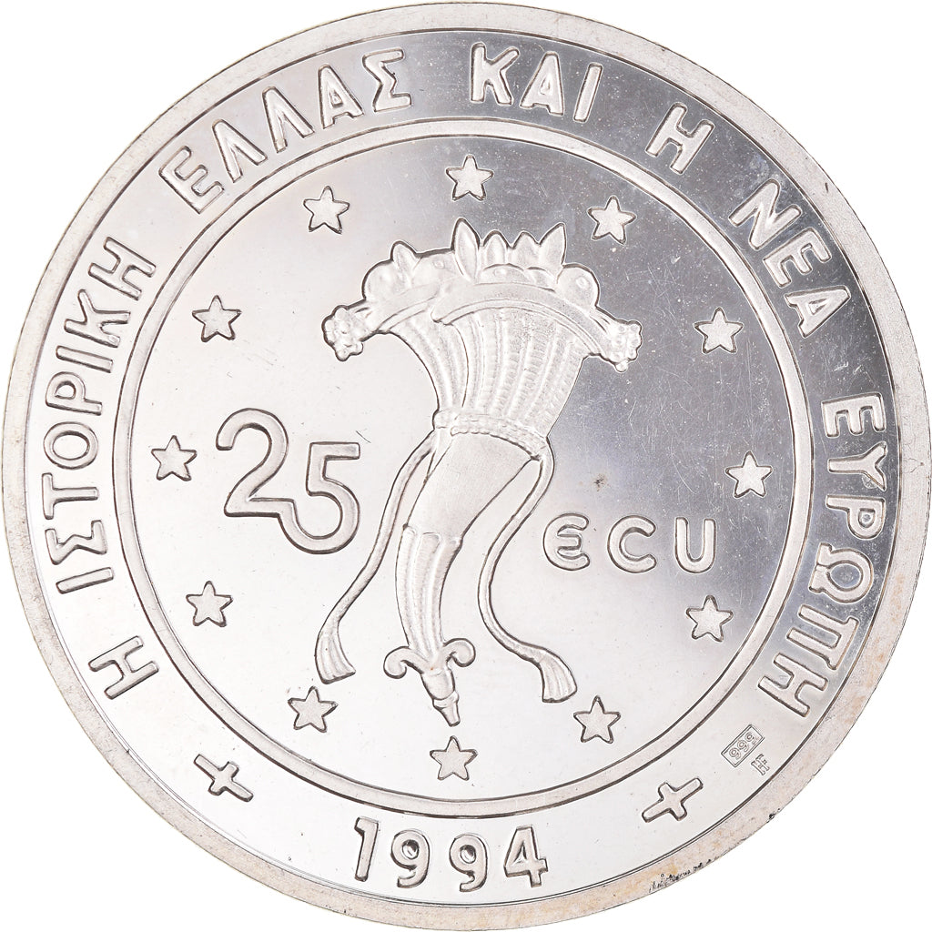 Coin, Greece, 25 Ecu, 1994, Parthenon.BE, MS(65-70), Silver