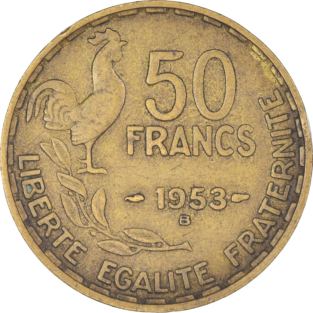 Moeda, França, Guiraud, 50 Francs, 1953, Beaumont - Le Roger, EF(40-45)