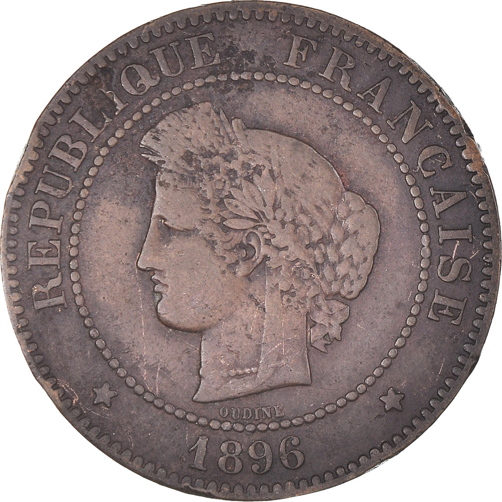 Moneta, Francja, Cérès, 5 Centimes, 1896, Paris, EF(40-45), Brązowy