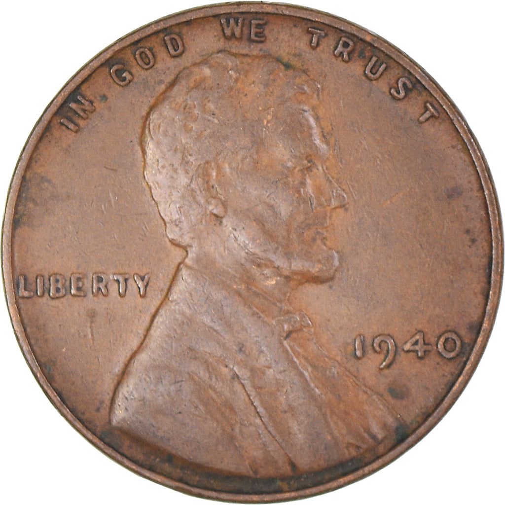 Moeda, Estados Unidos da América, Lincoln Cent, Cent, 1940, Philadelphia