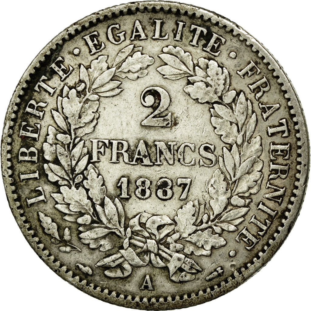 Coin, France, Cérès, 2 Francs, 1887, Paris, EF(40-45), Silver, Gadoury:530a