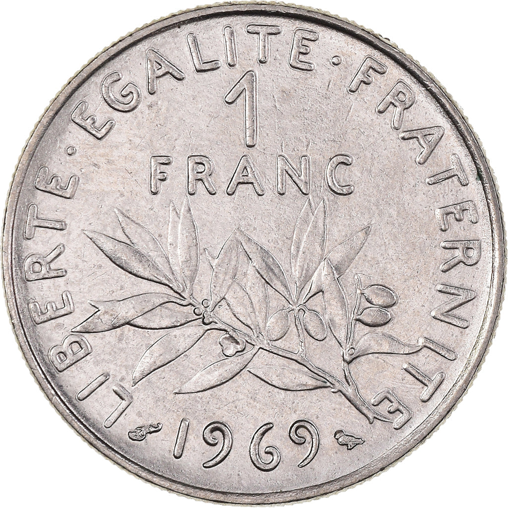 Moneta, Francja, Semeuse, Franc, 1969, Paris, 1 Franc, AU(50-53), Nikiel