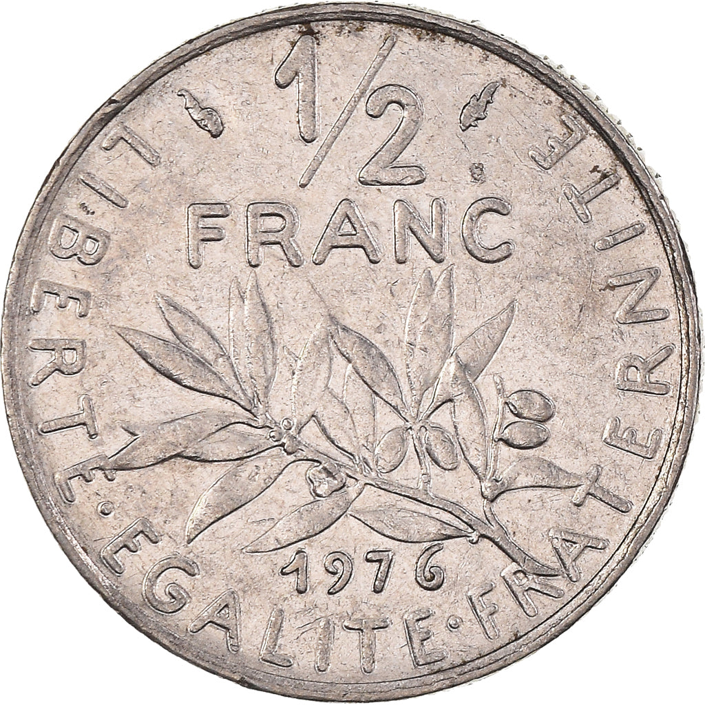 Moneta, Francia, Semeuse, 1/2 Franc, 1976, Paris, FDC, BB, Nichel, KM:931.1