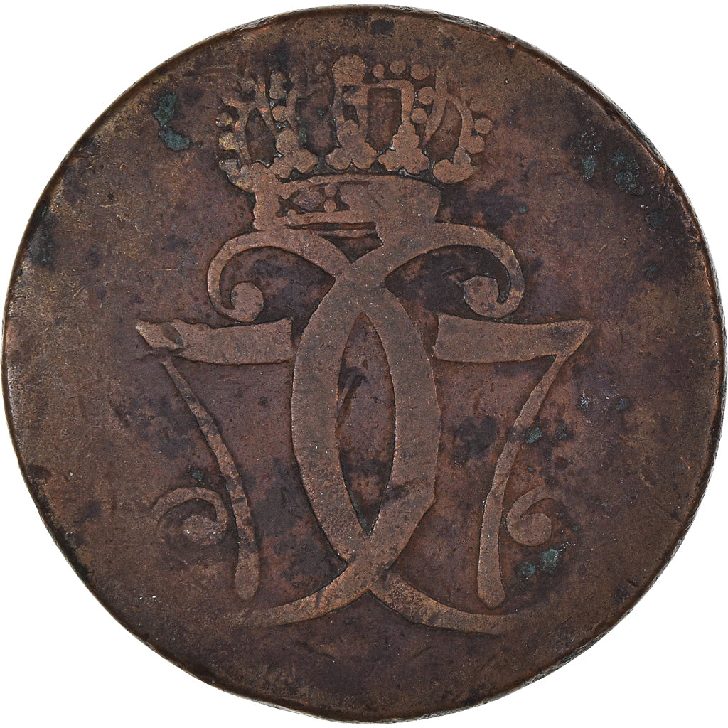 Moneta, Danimarca, Christian VII, Skilling, 1771, Copenhagen, MB, Rame, KM:616.1