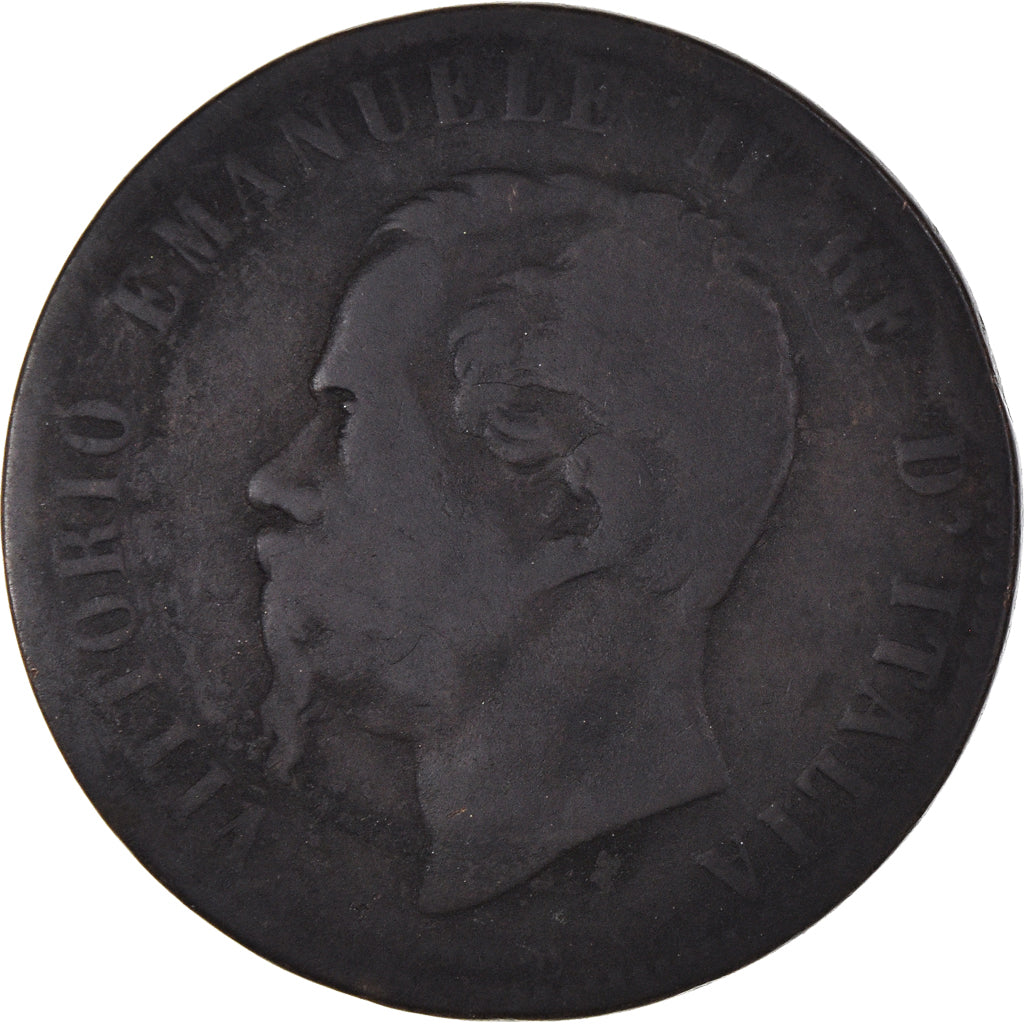 Moneda, Italia, Vittorio Emanuele II, 10 Centesimi, 1867, Strasbourg, BC, Cobre