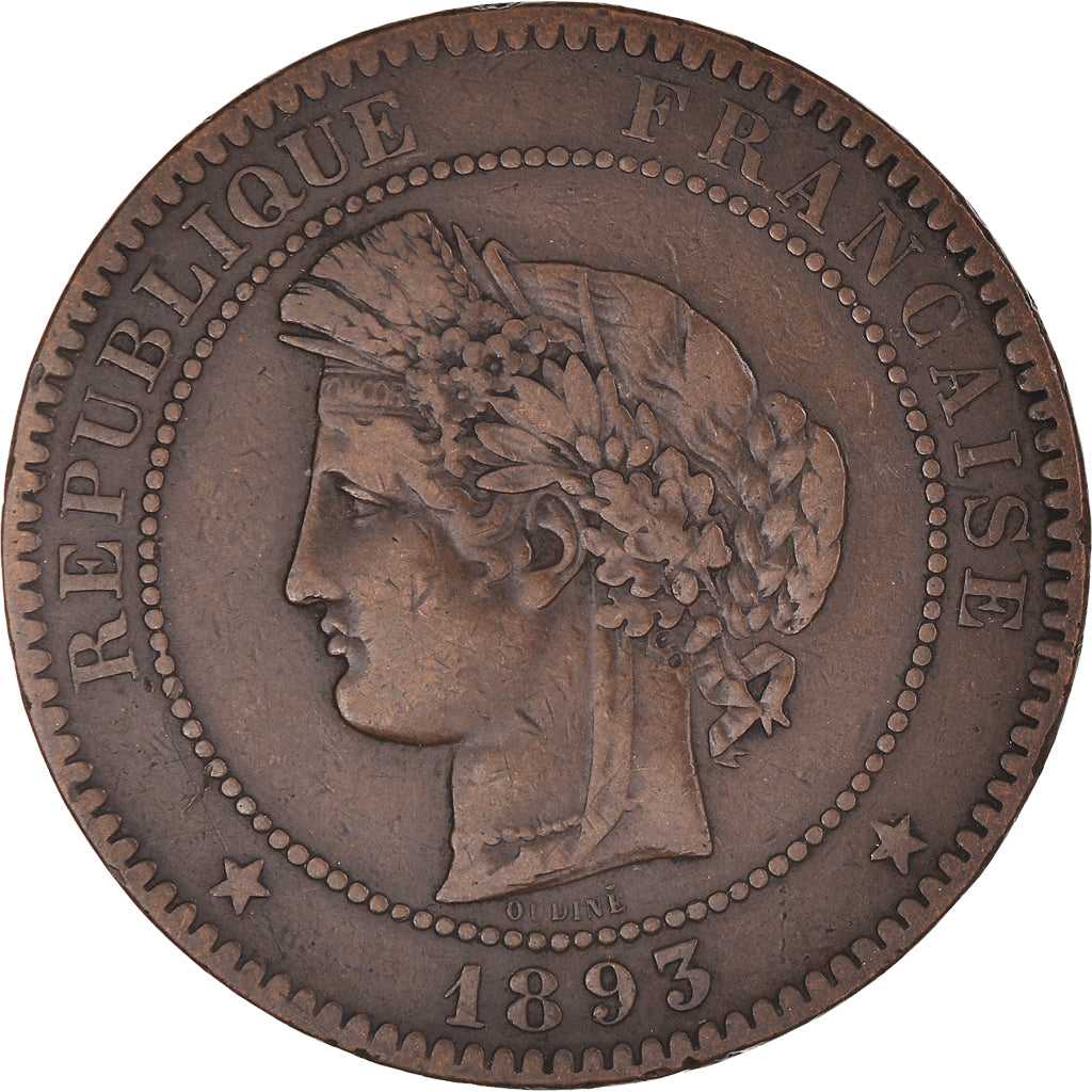 Coin, France, Cérès, 10 Centimes, 1893, Paris, VF(30-35), Bronze, KM:815.1