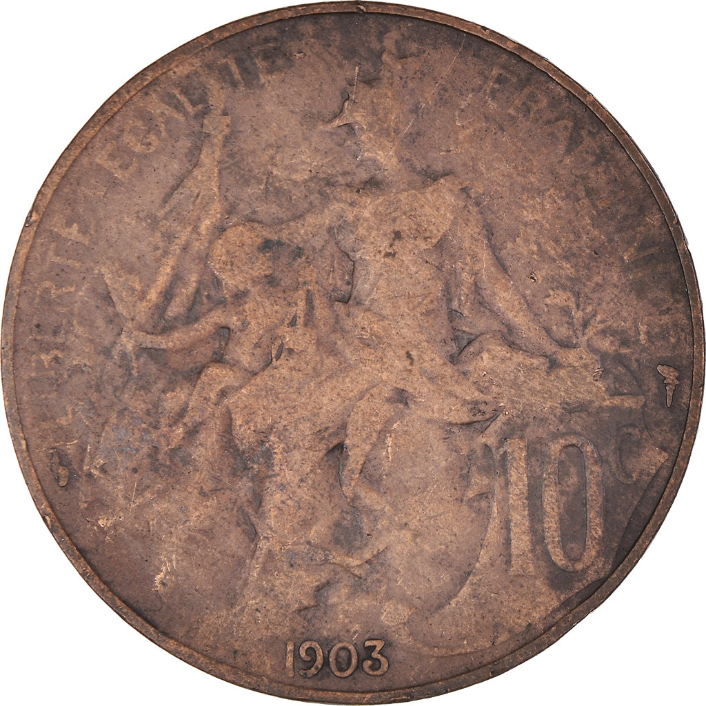 Moeda, França, Dupuis, 10 Centimes, 1903, Paris, VF(30-35), Bronze, KM:843