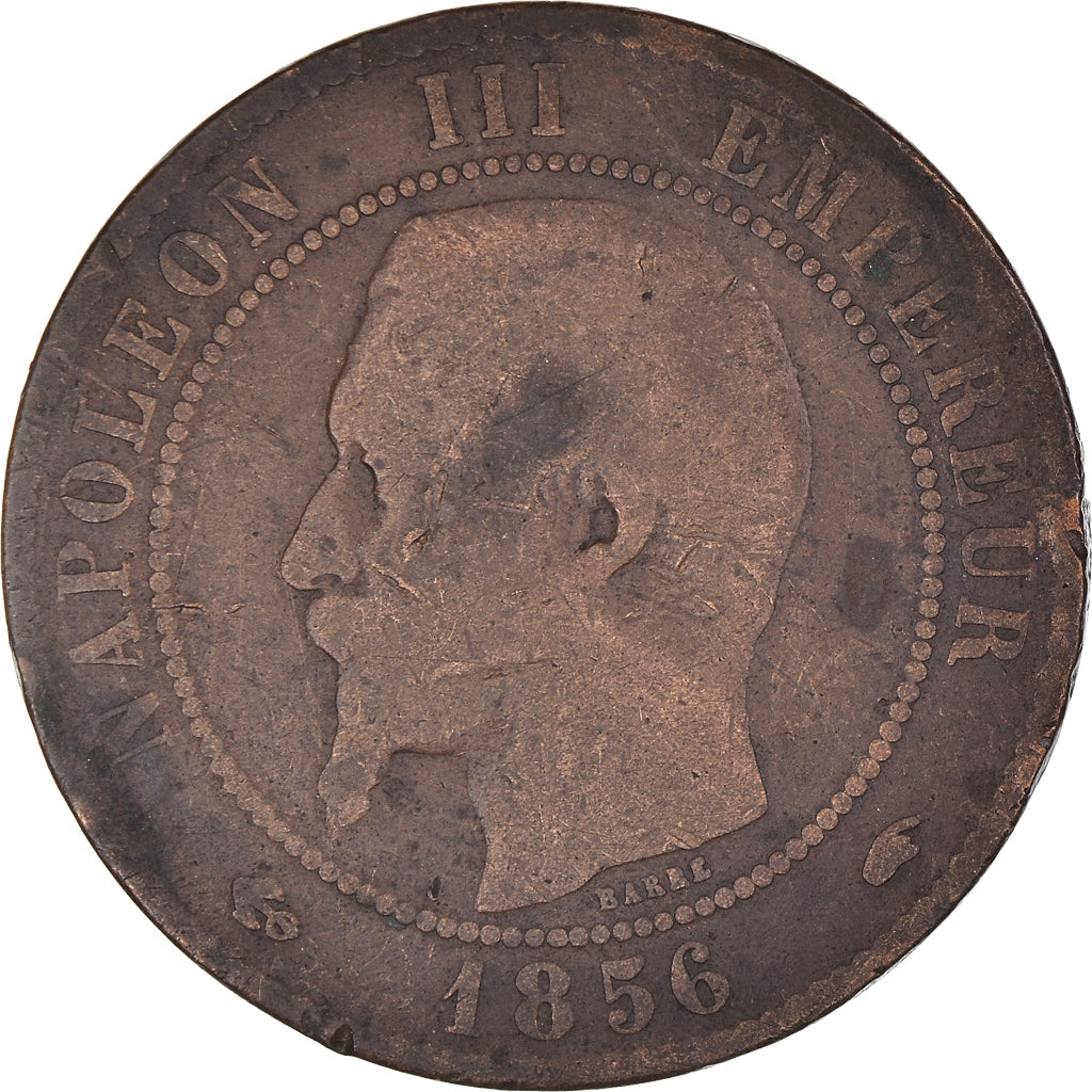 Munten, Frankrijk, Napoleon III, 10 Centimes, 1856, Paris, ZG+, Bronzen