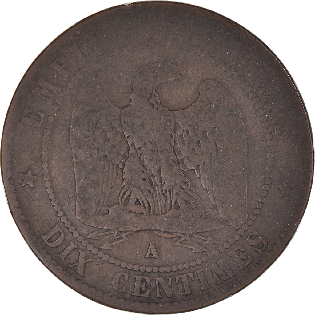 Monnaie, France, Napoleon III, Napoléon III, 10 Centimes, 1863, Paris, B+