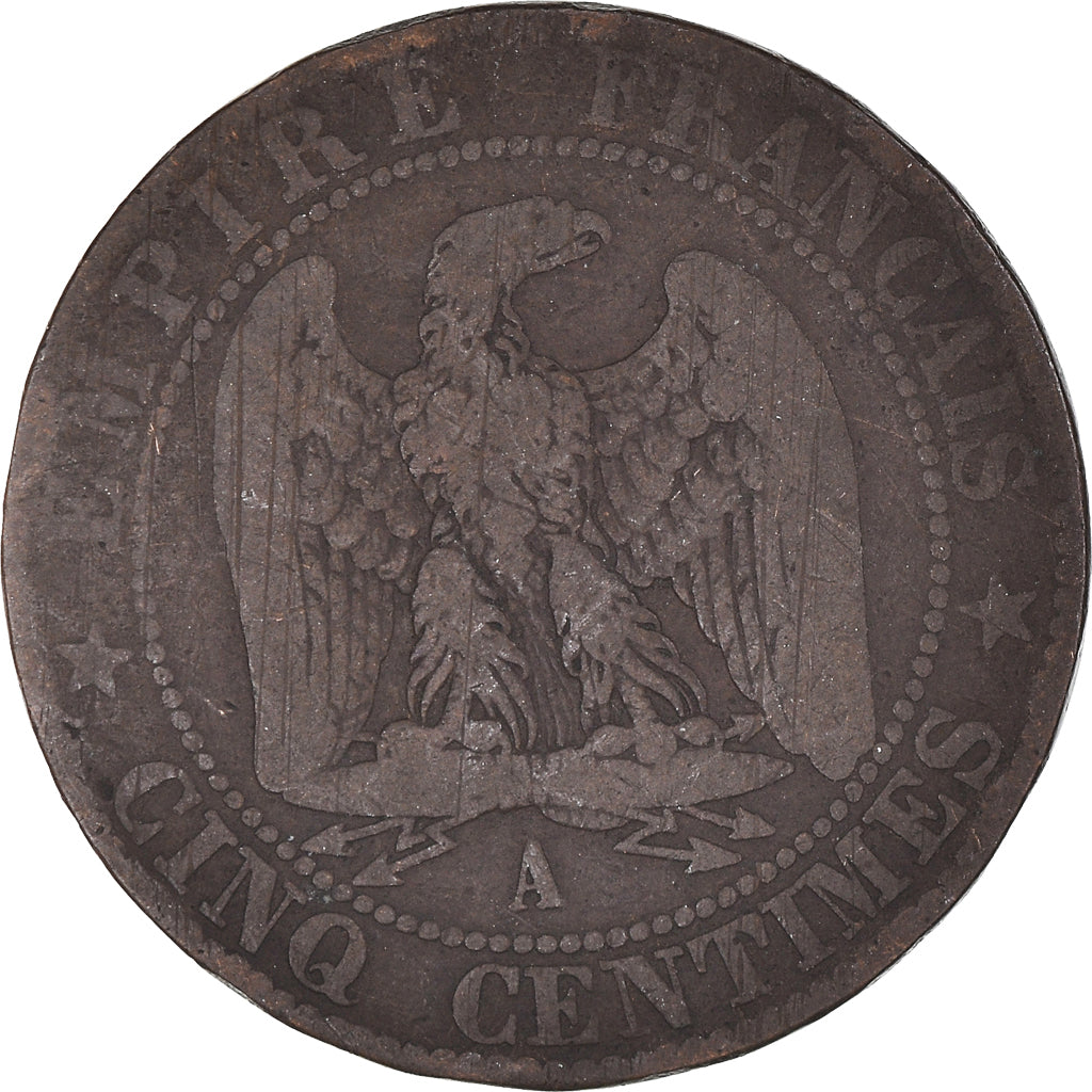 Moneta, Francja, Napoleon III, 5 Centimes, 1854, Paris, VF(20-25), Brązowy