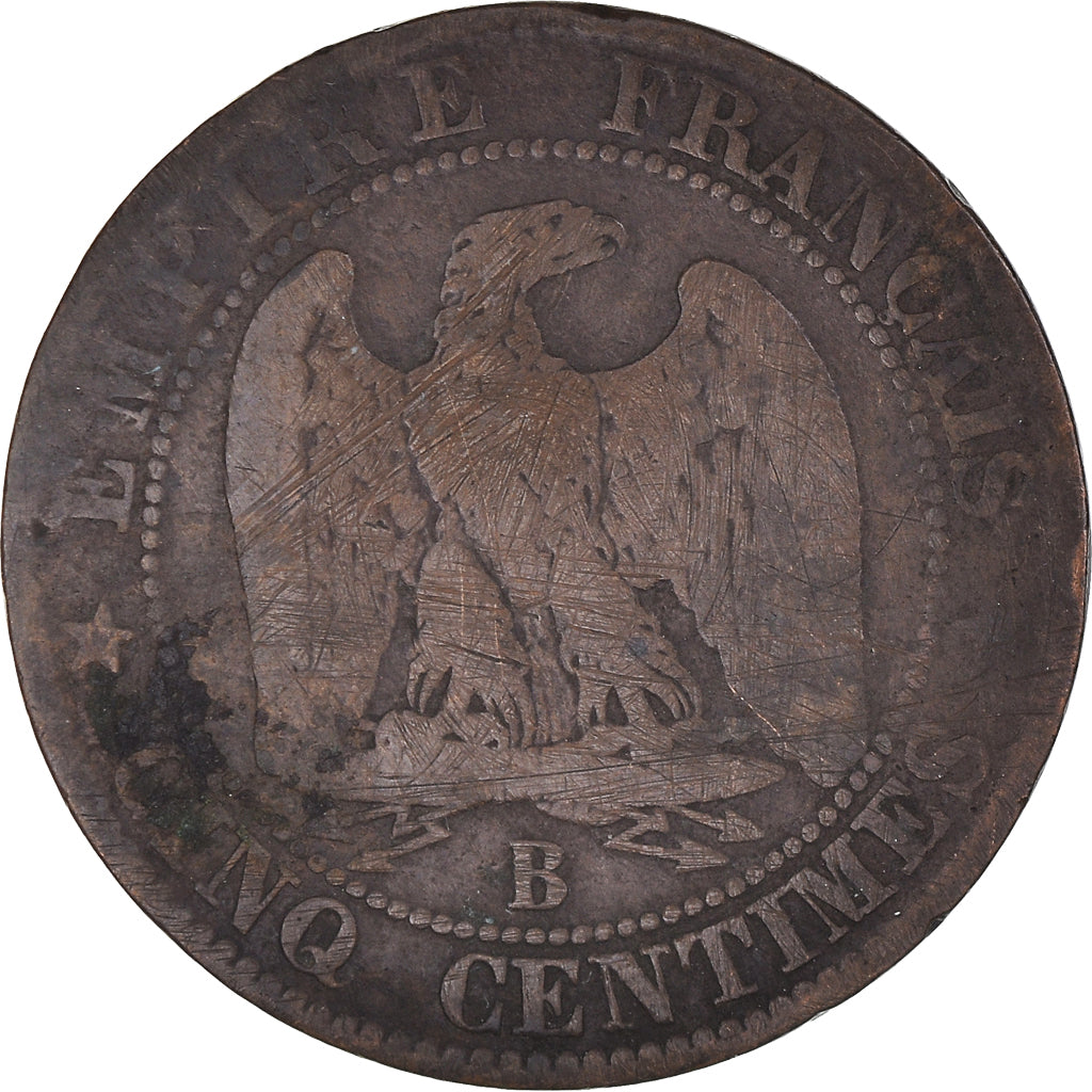 Moneta, Francja, Napoleon III, Napoléon III, 5 Centimes, 1853, Rouen, F(12-15)