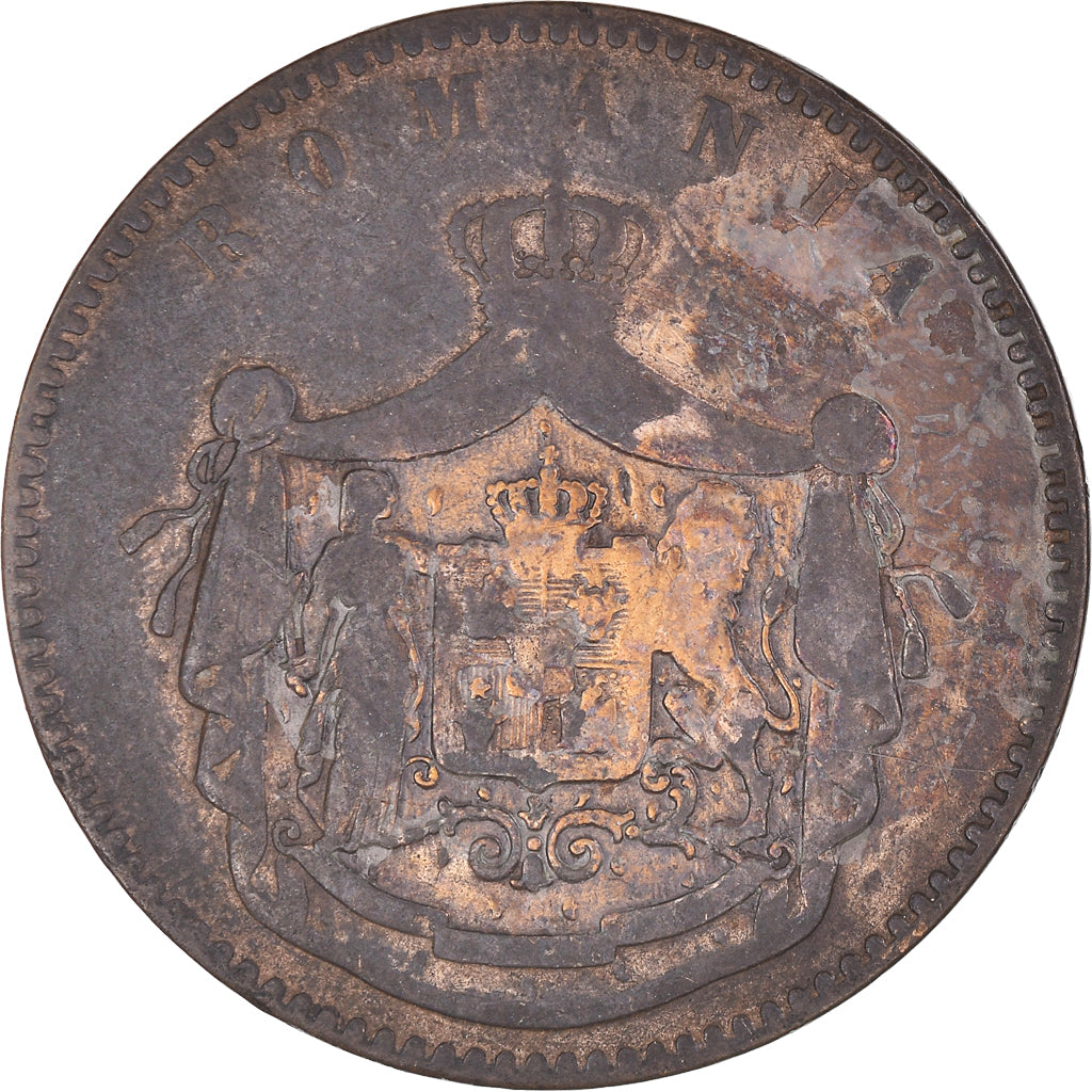 Moneta, Romania, Carol I, 10 Bani, 1867, MB, Rame, KM:4.2