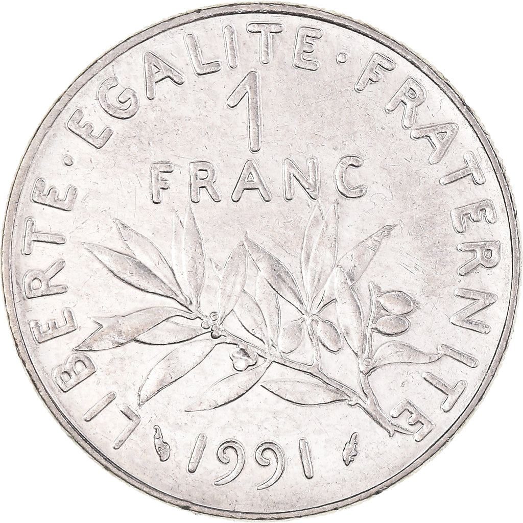 Moneta, Francja, Semeuse, Franc, 1991, Paris, AU(50-53), Nikiel, KM:925.2