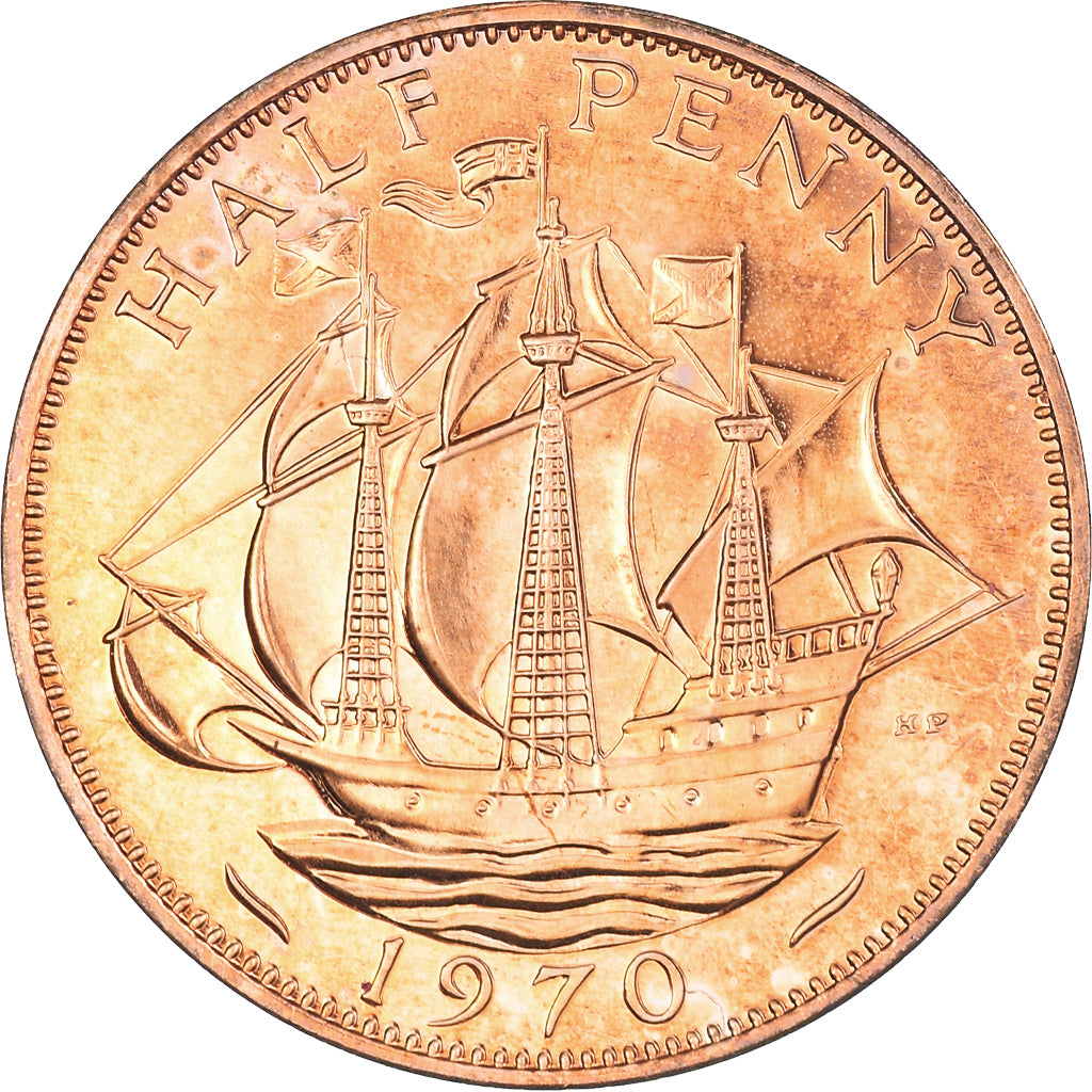 Moneda, Gran Bretaña, 1/2 Penny, 1970, SC, Bronce