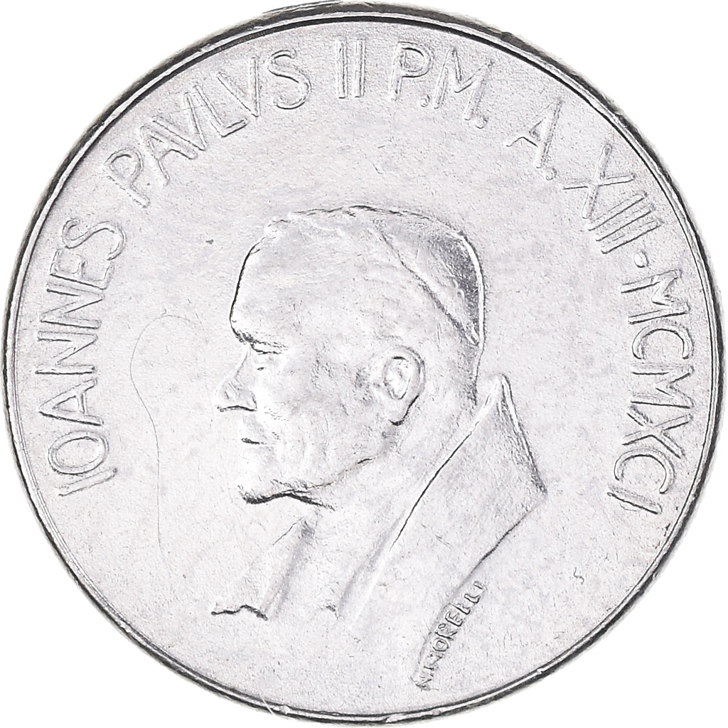 Coin, VATICAN CITY, John Paul II, 100 Lire, 1991, FDC, MS(63), Stainless Steel