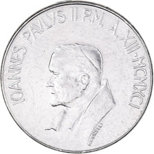 Coin, VATICAN CITY, John Paul II, 100 Lire, 1991, FDC, MS(63), Stainless Steel