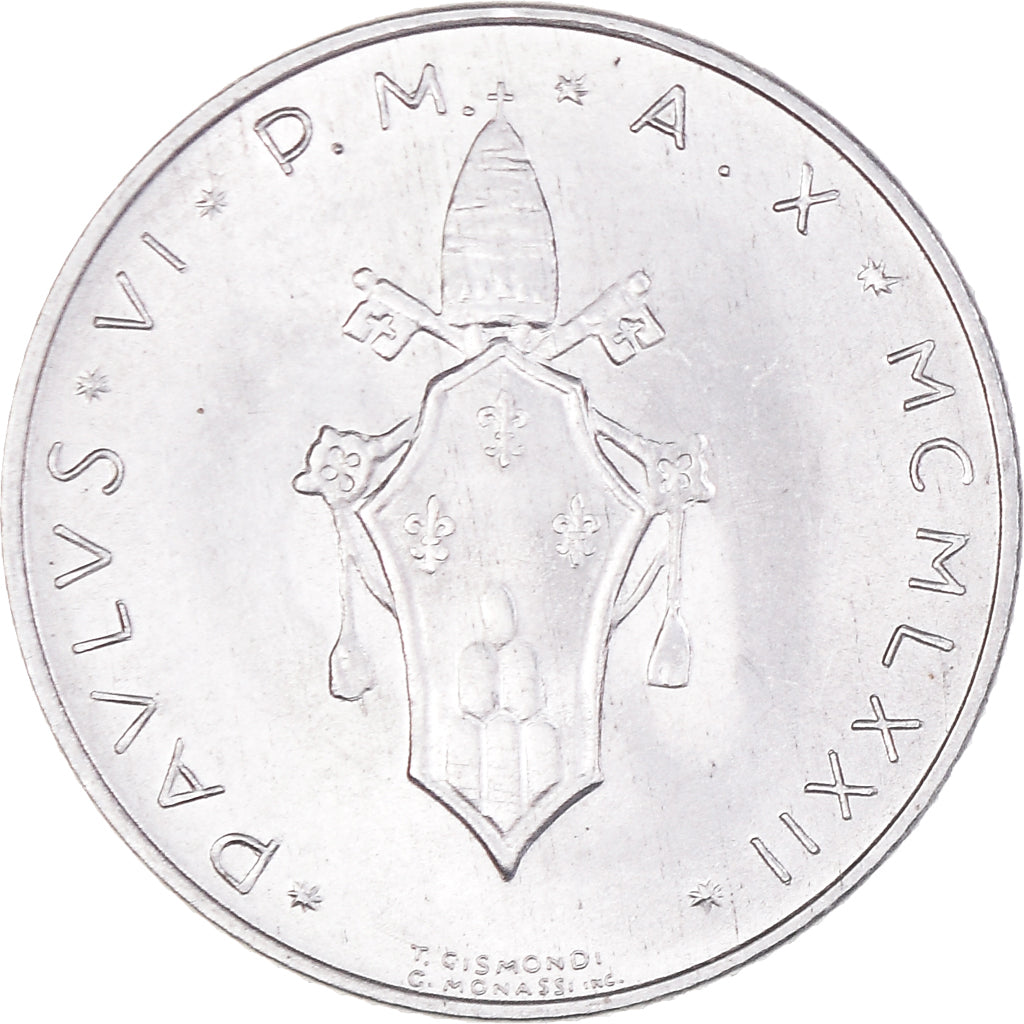 Coin, VATICAN CITY, Paul VI, 2 Lire, 1972, MS(63), Aluminum, KM:117