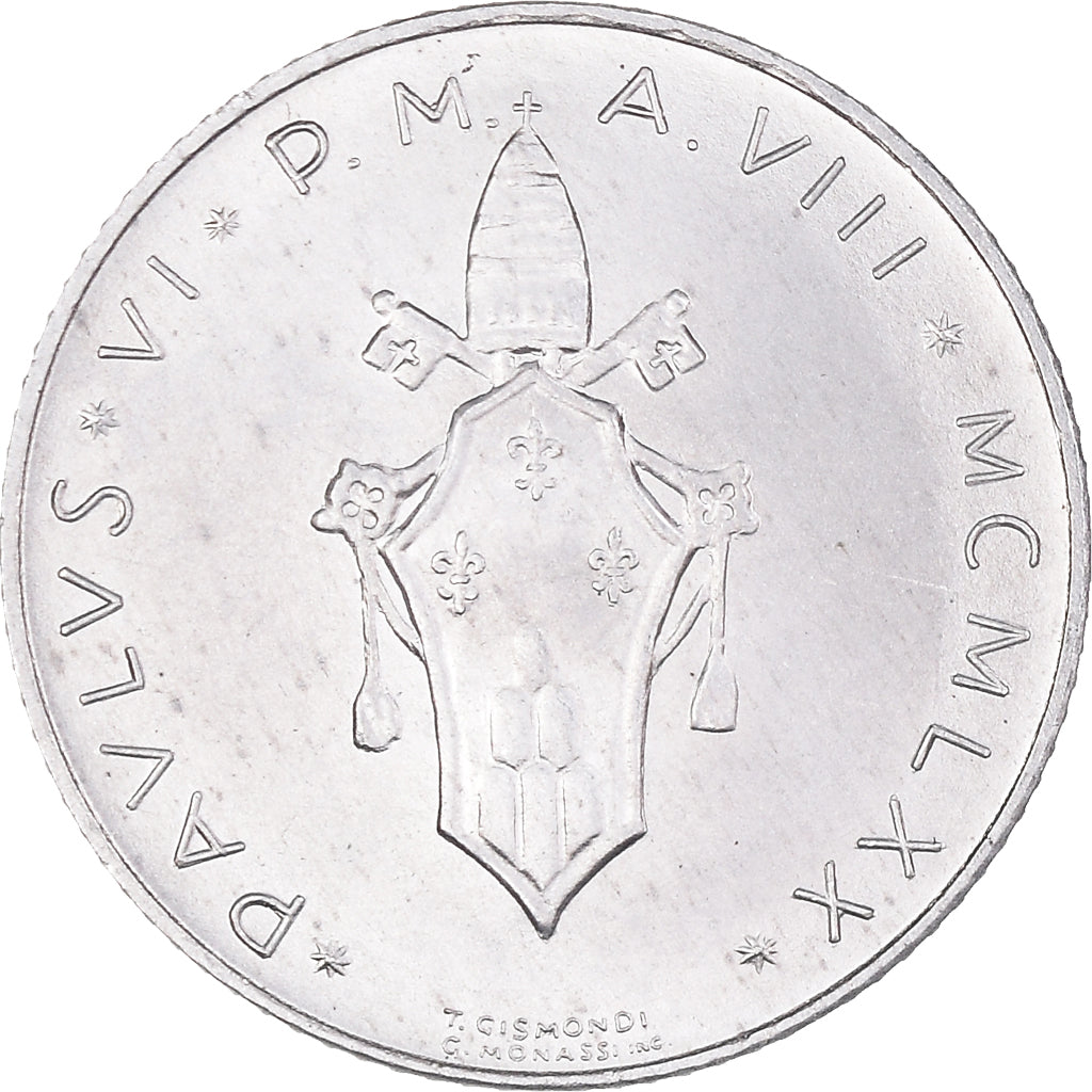 Coin, VATICAN CITY, Paul VI, 2 Lire, 1970, MS(63), Aluminum, KM:117