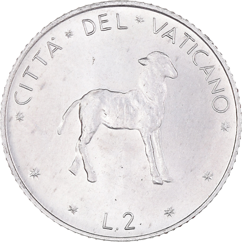 Coin, VATICAN CITY, Paul VI, 2 Lire, 1970, MS(63), Aluminum, KM:117