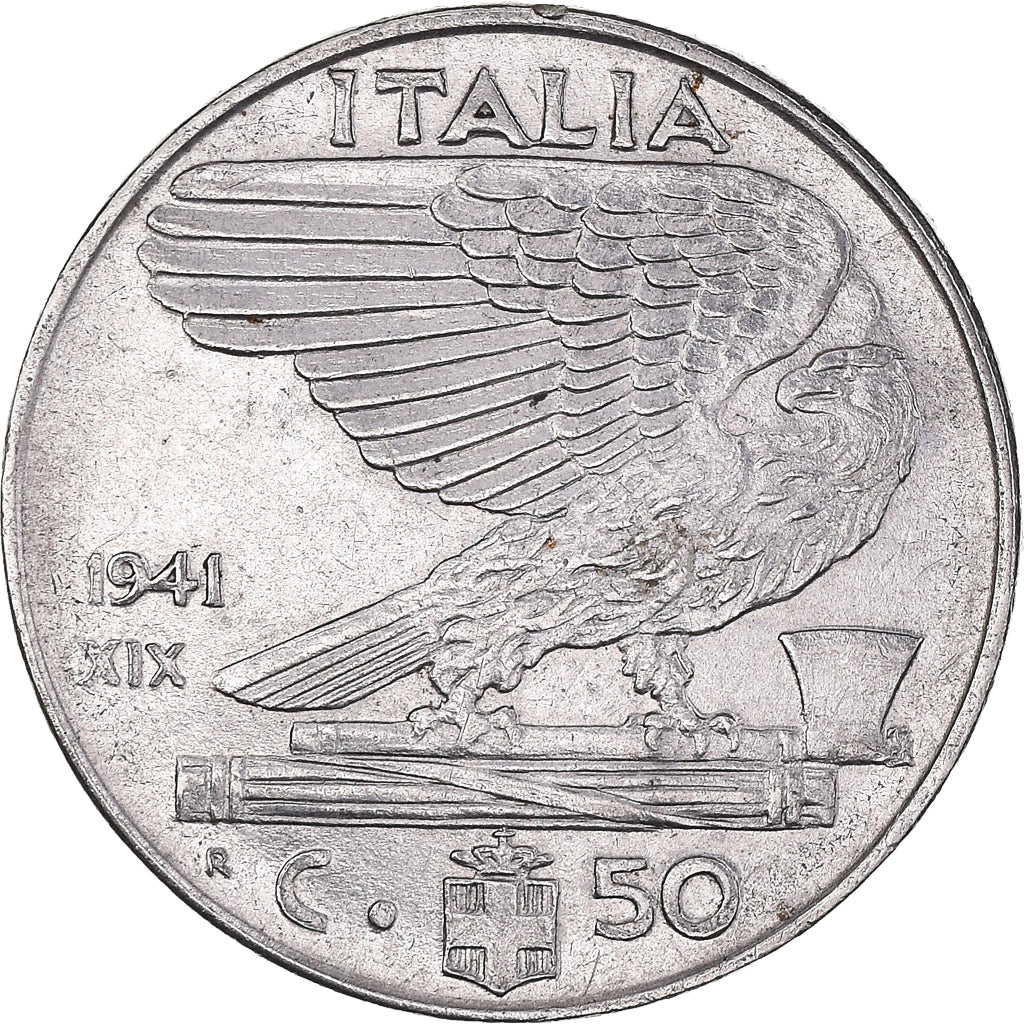 Moeda, Itália, Vittorio Emanuele III, 50 Centesimi, 1941, Rome, VF(30-35), Aço