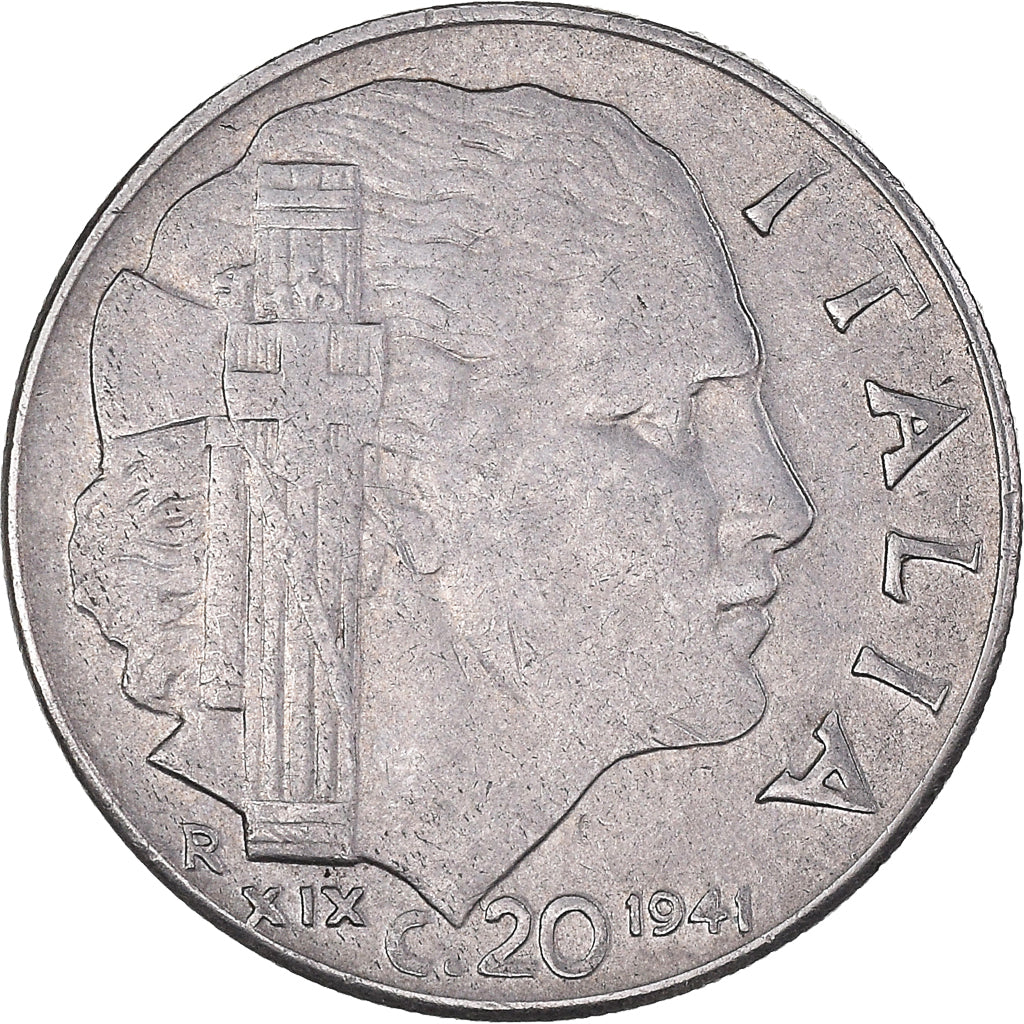 Moeda, Itália, Vittorio Emanuele III, 20 Centesimi, 1941, Rome, VF(30-35), Aço