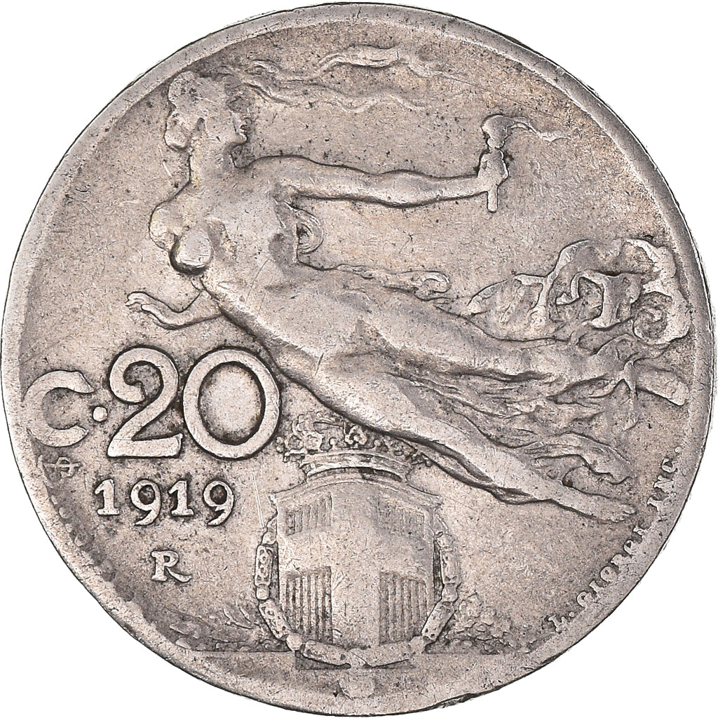 Coin, Italy, Vittorio Emanuele III, 20 Centesimi, 1919, Rome, VF(30-35), Nickel