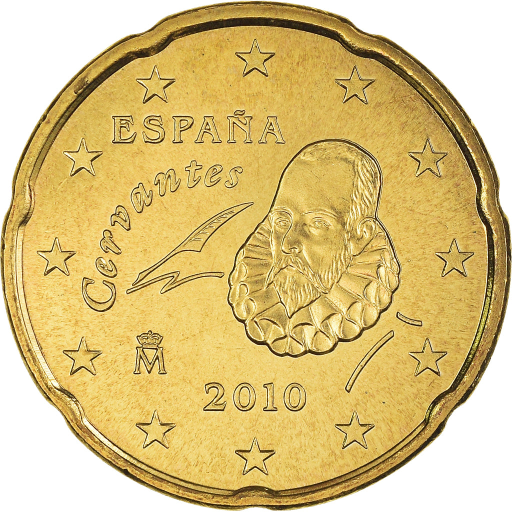 Spain, 20 Euro Cent, 2010, Madrid, MS(65-70), Brass, KM:1148