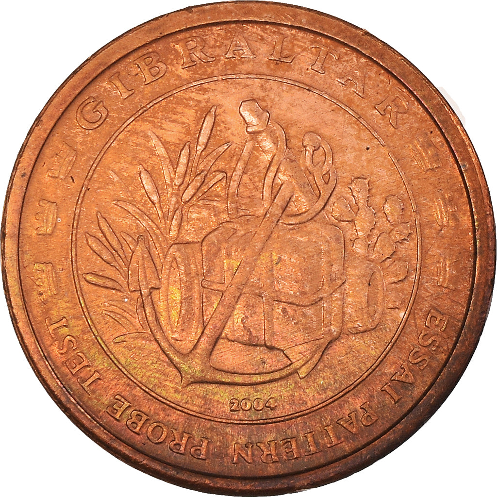 Gibraltar, Fantasy euro patterns, 2 Euro Cent, 2004, MS(63), Copper Plated Steel