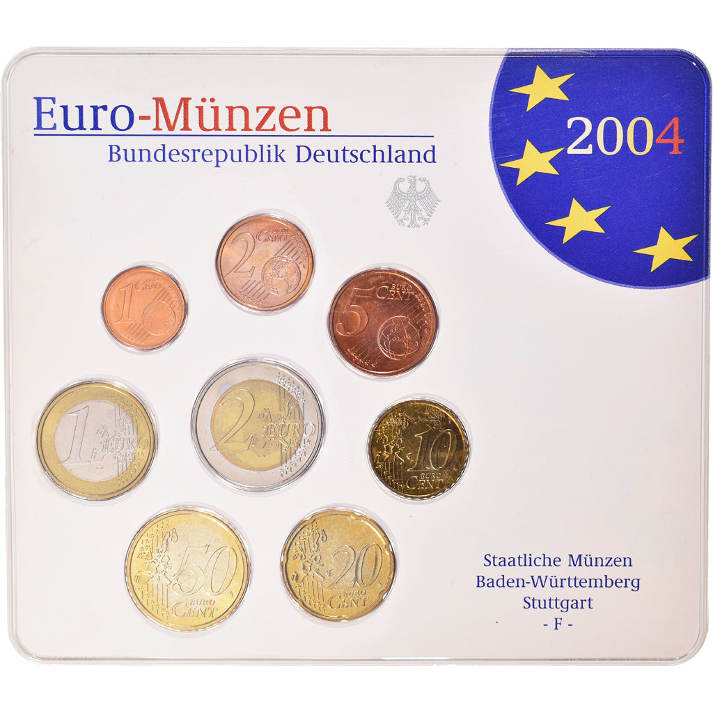 Germany, 1 Cent to 2 Euro, 2004, Stuttgart, Set Euro, MS(65-70)
